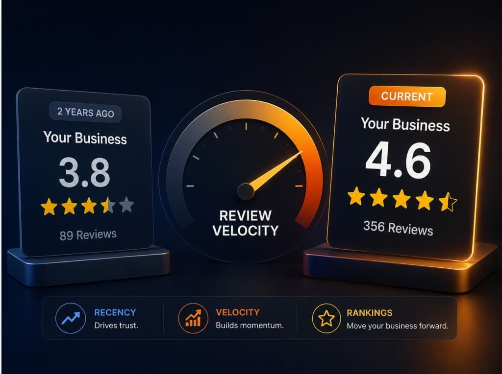 Review velocity — from 3.8 to 4.6 stars with momentum that moves rankings