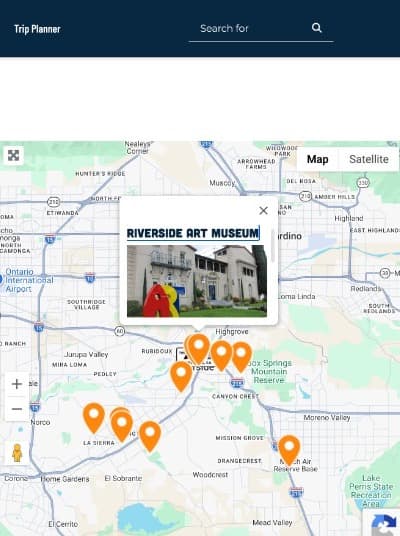 Riverside discovery map with business and attraction pins